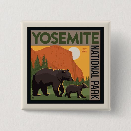 Yosemite National Park | Familie Beer Vierkante Button 5,1 Cm (Voorkant)