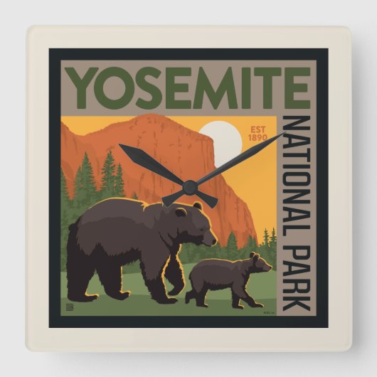 Yosemite National Park | Familie Beer Vierkante Klok (Voorkant)