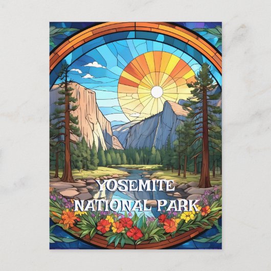 Yosemite National Park Faux Glas in lood Mozaïek Briefkaart (Voorkant)