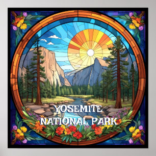Yosemite National Park Faux Glas in lood Mozaïek Poster