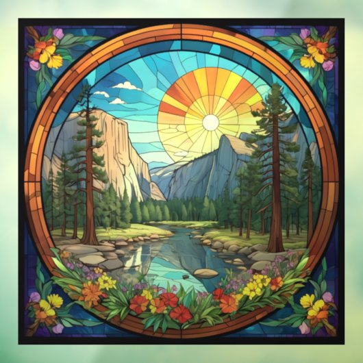 Yosemite National Park Faux Glas in lood Mozaïek Raamsticker (Vel 3)
