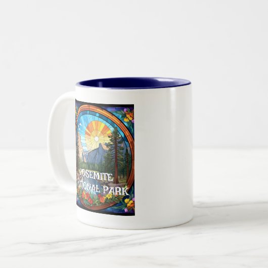 Yosemite National Park Faux Glas in lood Mozaïek Tweekleurige Koffiemok (Voorkant links)