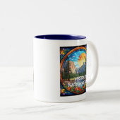 Yosemite National Park Faux Glas in lood Mozaïek Tweekleurige Koffiemok (Voorkant rechts)