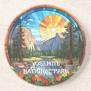 Yosemite National Park Faux Glas in lood Mozaïek Zandsteen Onderzetter