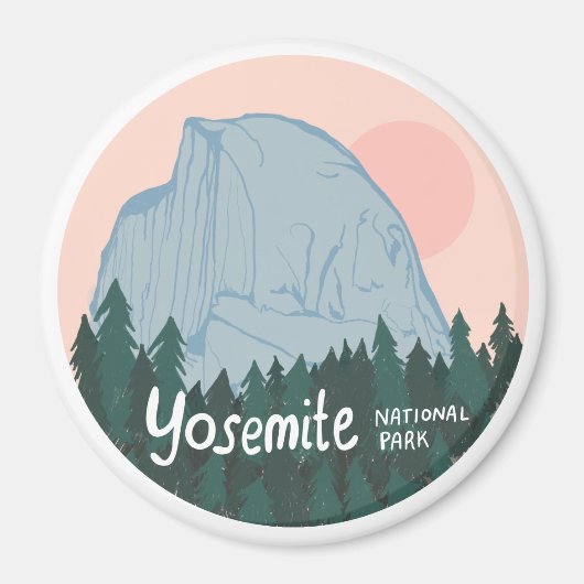 Yosemite National Park Half Dome Pink Magneet (Voorkant)