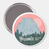 Yosemite National Park Half Dome Pink Magneet (Voorkant / Achterkant)