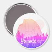 Yosemite National Park Half Dome Pink Paars Magneet (Voorkant / Achterkant)