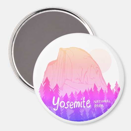 Yosemite National Park Half Dome Pink Paars Magneet (Voorkant / Achterkant)
