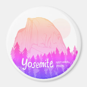 Yosemite National Park Half Dome Pink Paars Magneet