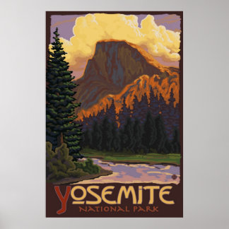 Yosemite National Park - Half-Dome Travel Poster