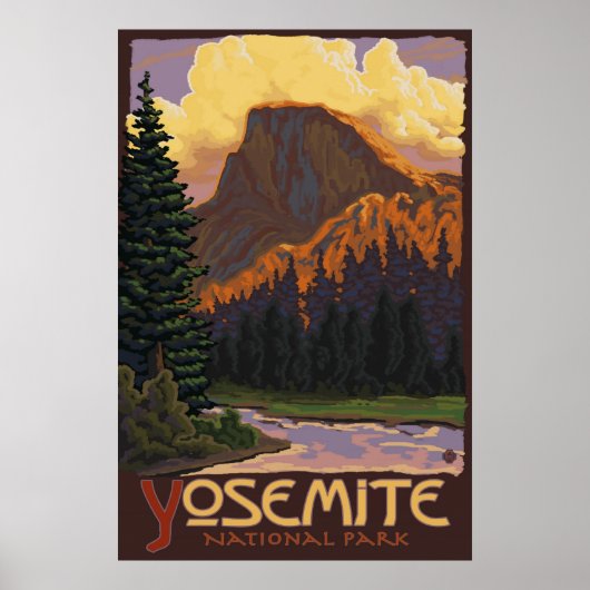 Yosemite National Park - Half-Dome Travel Poster (Voorkant)