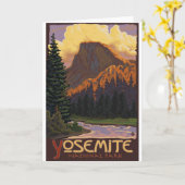 Yosemite National Park - Half-Dome Travel Poster Kaart (Gele Bloem)