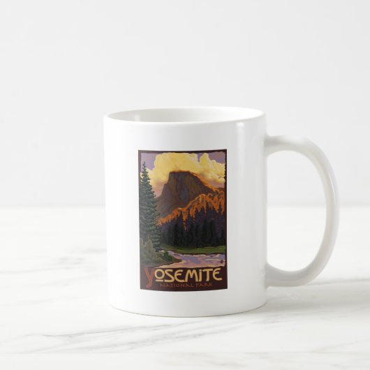 Yosemite National Park - Half-Dome Travel Poster Koffiemok (Rechts)