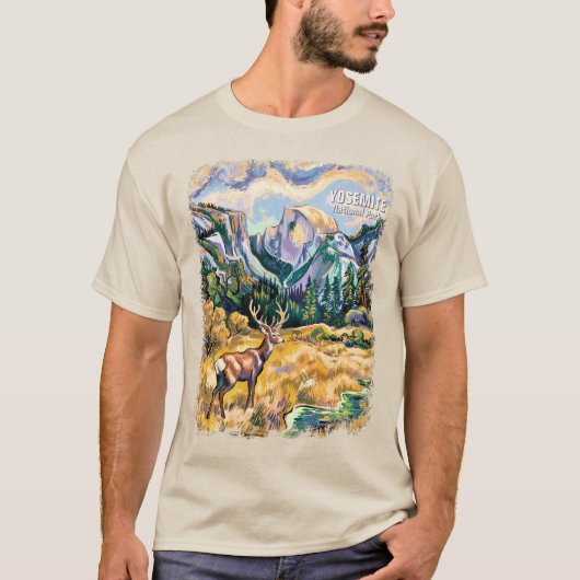Yosemite National Park Half Dome Van Gogh Elk T-shirt (Voorkant)