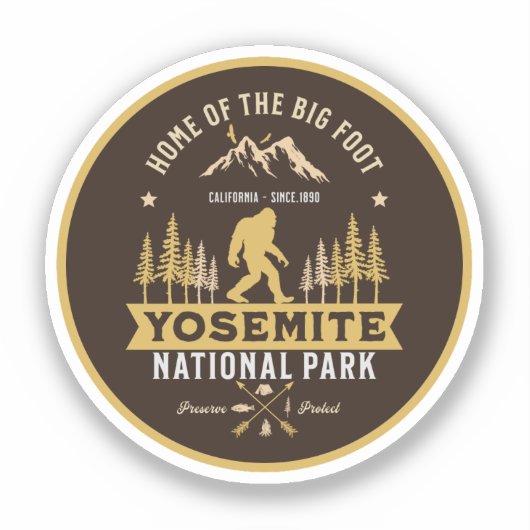 Yosemite National Park Home of the Big Foot Funny Sticker (Voorkant)
