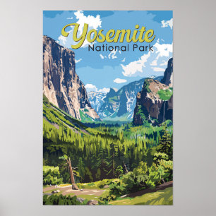 Yosemite National Park Illustratie Reis Kunst Poster