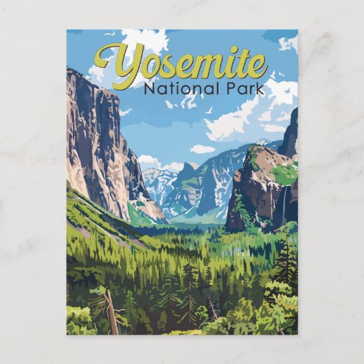 Yosemite National Park Illustratie Reiskunst Briefkaart (Voorkant)