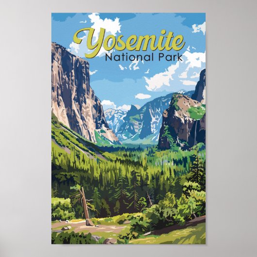 Yosemite National Park Illustratie Reiskunst Poster (Voorkant)
