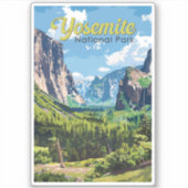 Yosemite National Park Illustratie Reiskunst Sticker (Voorkant)