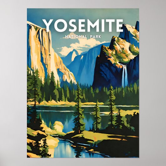 Yosemite National Park illustratie retro Aestheti Poster (Voorkant)