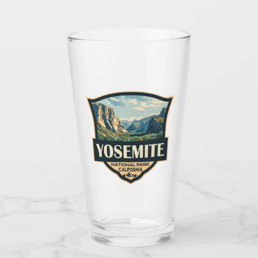 Yosemite National Park Illustratie Retro Badge Glas (Voorkant)