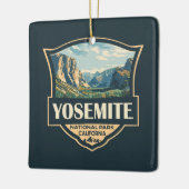 Yosemite National Park Illustratie Retro Badge Keramisch Ornament (Links)