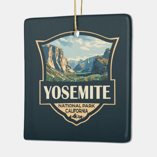Yosemite National Park Illustratie Retro Badge Keramisch Ornament (Links)