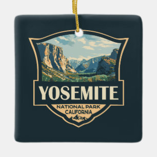 Yosemite National Park Illustratie Retro Badge Keramisch Ornament