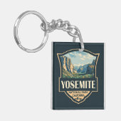 Yosemite National Park Illustratie Retro Badge Sleutelhanger (Voorkant Links)