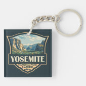 Yosemite National Park Illustratie Retro Badge Sleutelhanger (Achterkant)