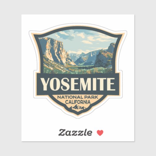 Yosemite National Park Illustratie Retro Badge Sticker (Vel)