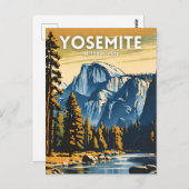 Yosemite National Park illustratie retro Briefkaart (Voorkant / Achterkant)
