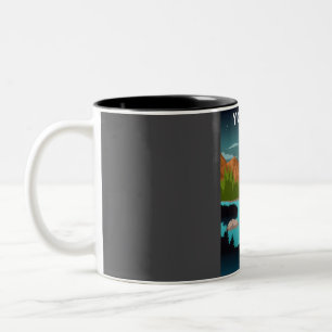 Yosemite National Park Night Sky Stars Natuur Trav Tweekleurige Koffiemok