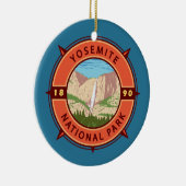 Yosemite National Park Retro Compass Embleem Keramisch Ornament (Rechts)