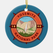 Yosemite National Park Retro Compass Embleem Keramisch Ornament (Voorkant)