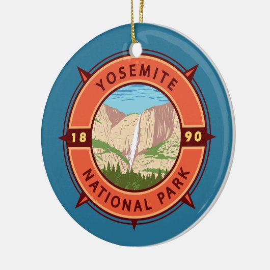 Yosemite National Park Retro Compass Embleem Keramisch Ornament (Links)