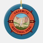 Yosemite National Park Retro Compass Embleem Keramisch Ornament (Achterkant)