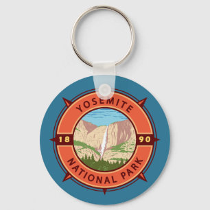Yosemite National Park Retro Compass Embleem Sleutelhanger