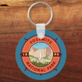 Yosemite National Park Retro Compass Embleem Sleutelhanger (Voorkant)