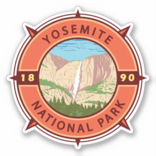 Yosemite National Park Retro Compass Embleem Sticker