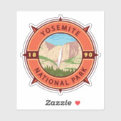 Yosemite National Park Retro Compass Embleem Sticker (Vel)