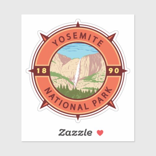 Yosemite National Park Retro Compass Embleem Sticker (Vel)