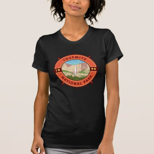 Yosemite National Park Retro Compass Embleem T-shirt