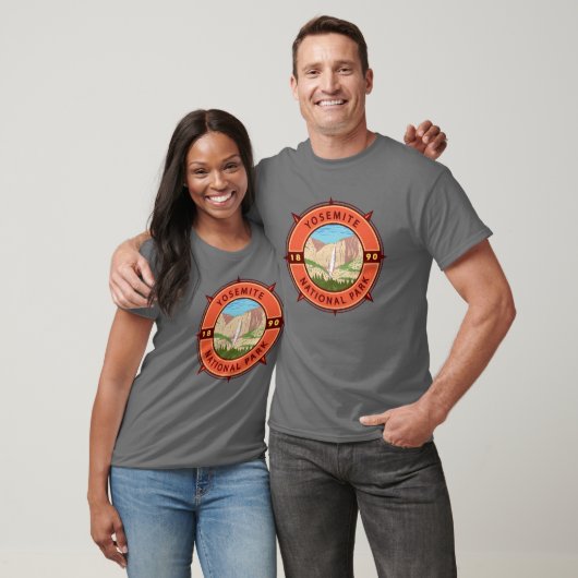 Yosemite National Park Retro Compass Embleem T-shirt (Unisex)