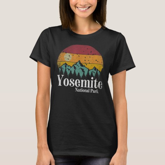 Yosemite National Park Retro Mountain Vintage T-shirt (Voorkant)