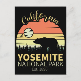 Yosemite National Park Retro Sunset Mountain Briefkaart