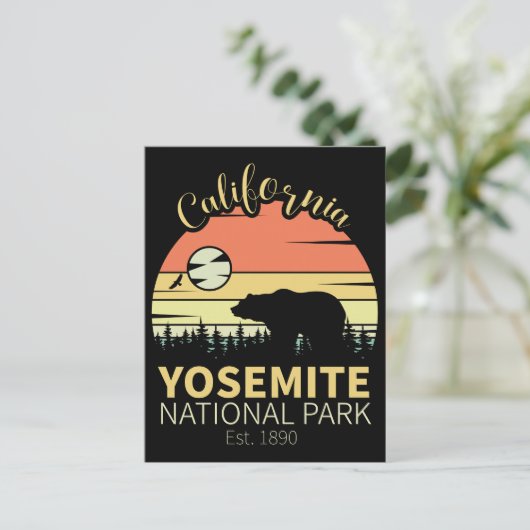 Yosemite National Park Retro Sunset Mountain Briefkaart (Staand voorkant)