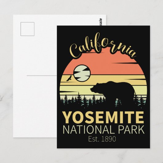 Yosemite National Park Retro Sunset Mountain Briefkaart (Voorkant / Achterkant)