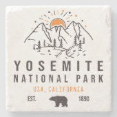 Yosemite National Park Retro Sunset Mountain Stenen Onderzetter (Voorkant)