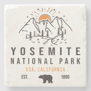 Yosemite National Park Retro Sunset Mountain Stenen Onderzetter